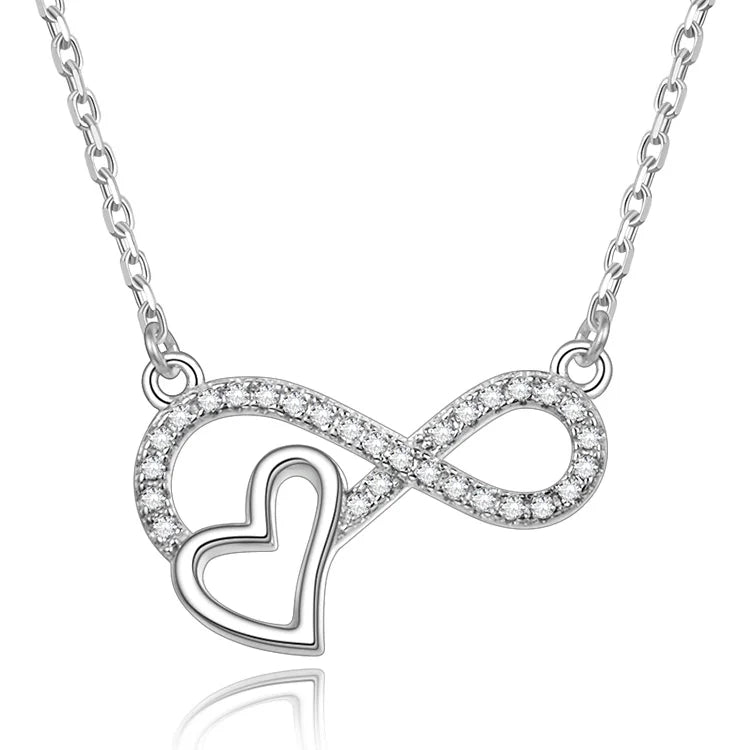 POLIVA Initial With Heart 925 Sterling Silver Zircon Fashion Necklace  for Women 18K Gold Plated Necklace