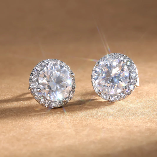 Women Moissanite Jewelry halo Stud Earring