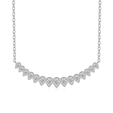 S925 Sterling Silver Moissanite Smiley Pendant Necklace Pear Shape Bezel-Set Pave Diamond-Style Necklace