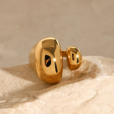 J&D Jewelry Asymmetrically Sized Double Split Ring 18K PVD Gold Silver Plated Stainless Steel Clean Fit Ring