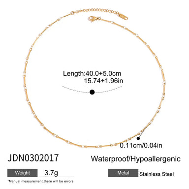 J&D 18k PVD Gold Plated Stainless Steel Necklace Vintage Simple Handmade Chain Bar Necklace Choker