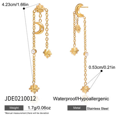 Moon Tassel Earrings 18K Gold