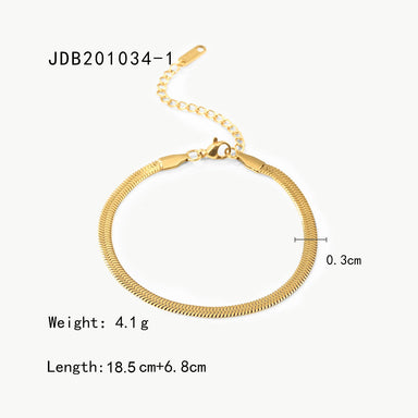 Dainty 4mm Flat Snake Chain Bracelet Wrist Jewelry 18K Gold Plated Stackable Stainless Steel Bone Chain Bracelets for Women