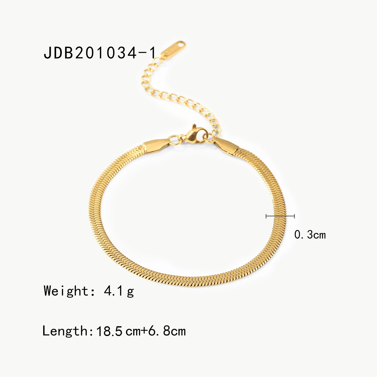 Dainty 4mm Flat Snake Chain Bracelet Wrist Jewelry 18K Gold Plated Stackable Stainless Steel Bone Chain Bracelets for Women