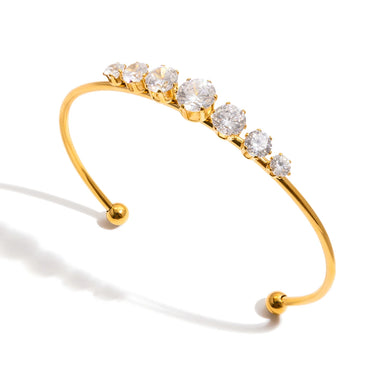 J&D Dainty 18K Gold Plated Stainless Steel Bangle Tennis Chain Zircon Bracelet Fashion Bangle