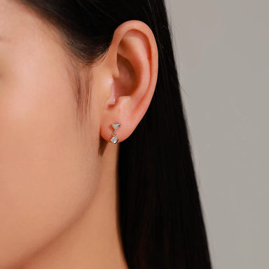 925 Sterling Silver Heart Shining Zircon Drop Earrings