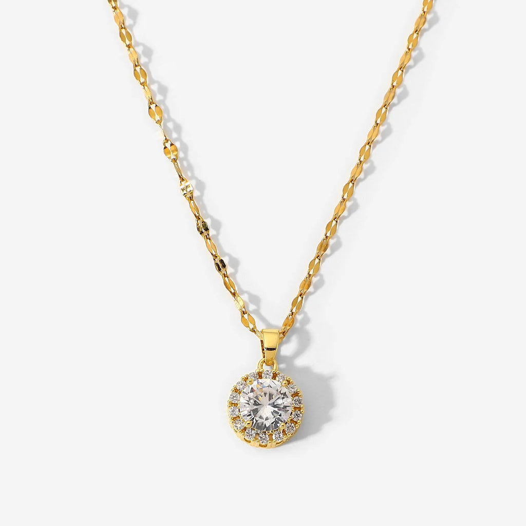 Circle Cubic Zircon Pendant Necklace