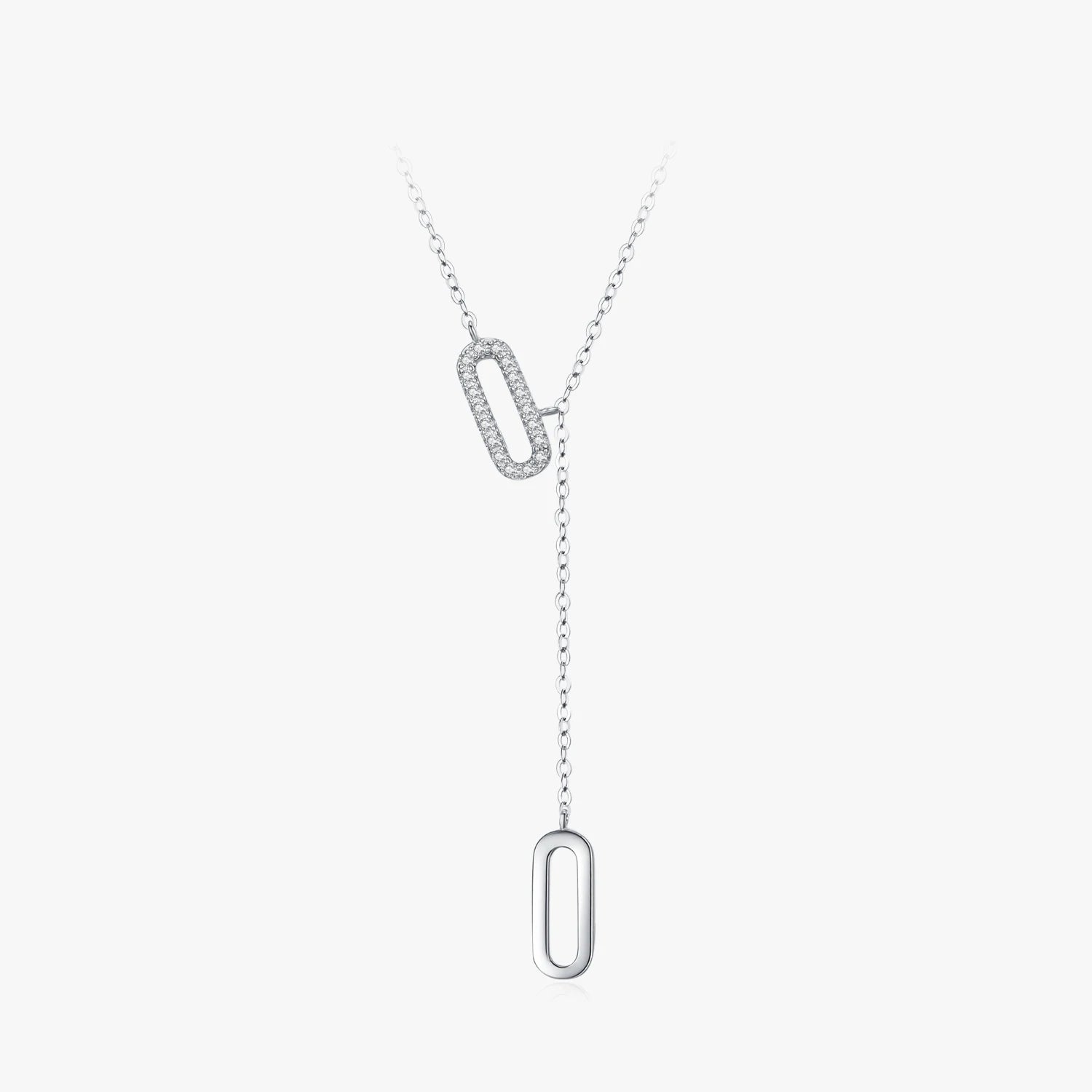 Paper Clip Shape Chain Y-Necklace