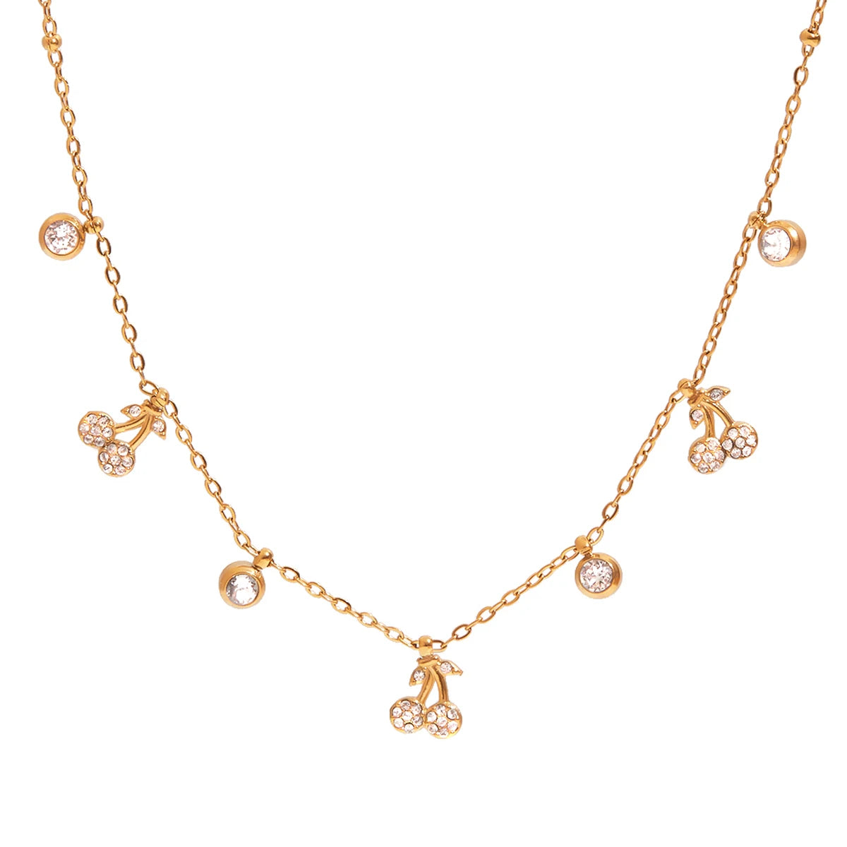 Cherry Round Zircon Chain Necklace