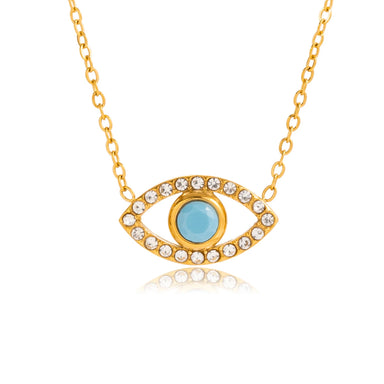 Blue Turquoise Devil's Eye Pendant Necklace for Women