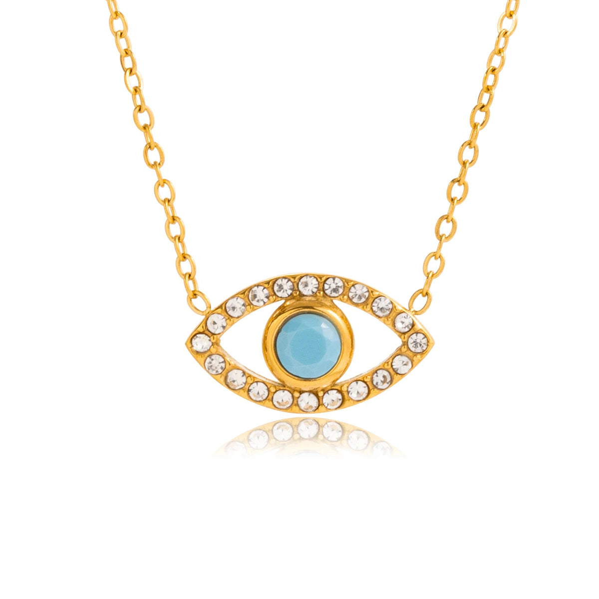 Blue Turquoise Devil's Eye Pendant Necklace for Women