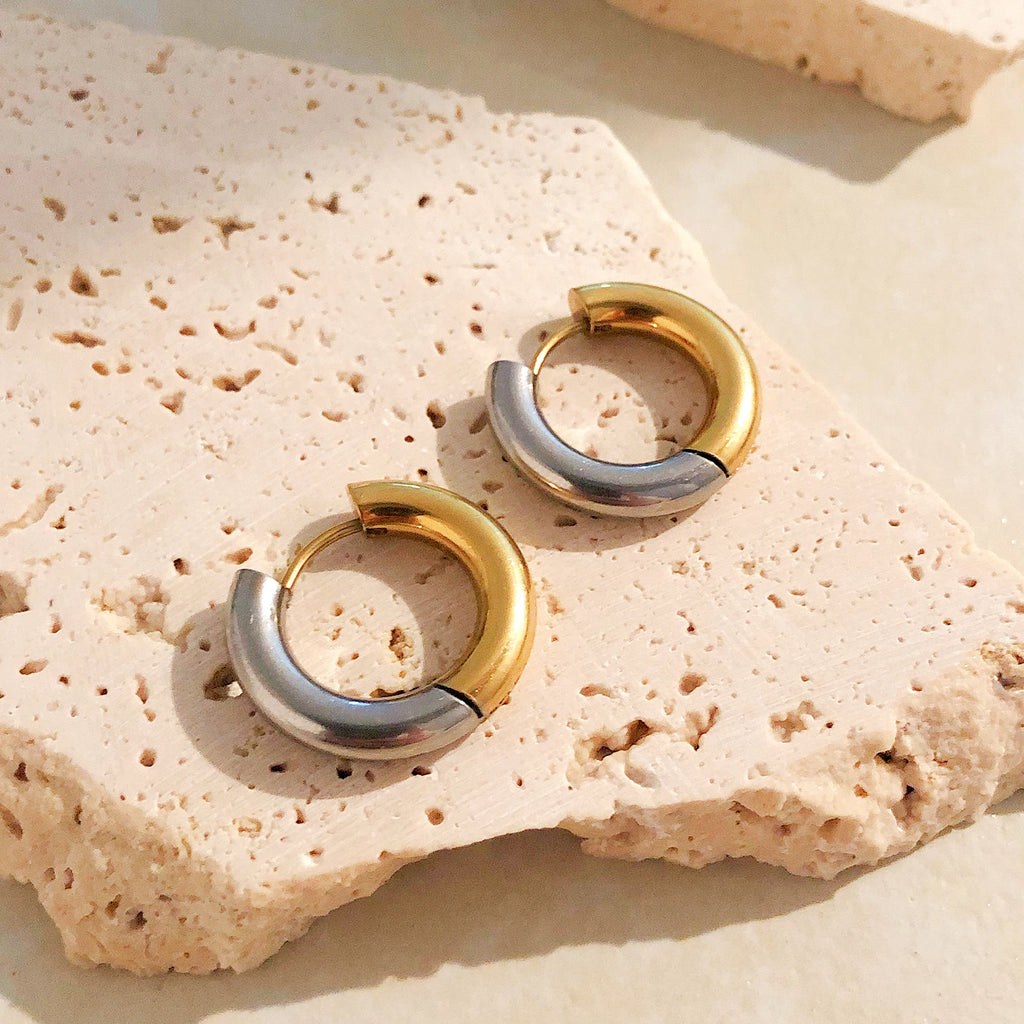 Dual tone Hoop Earrings