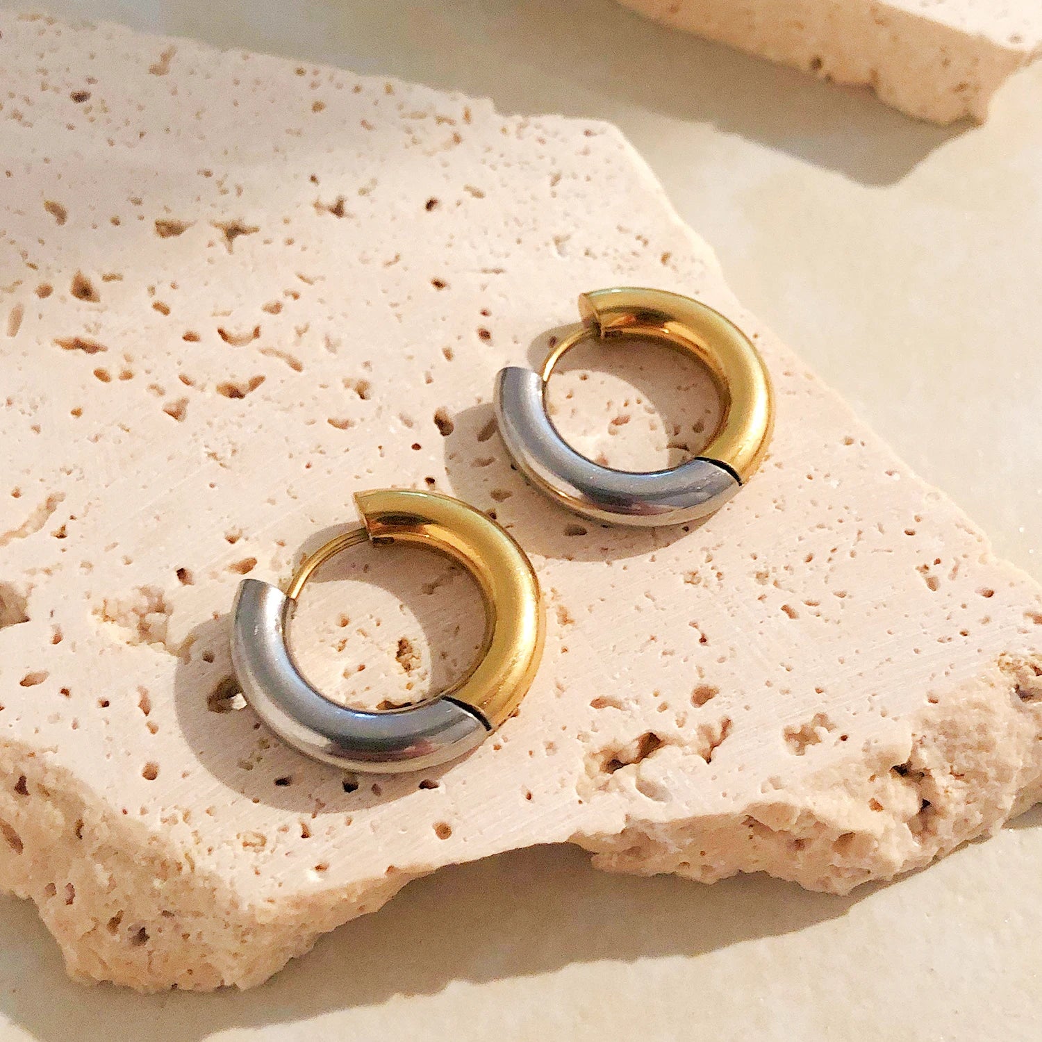 Dual tone Hoop Earrings
