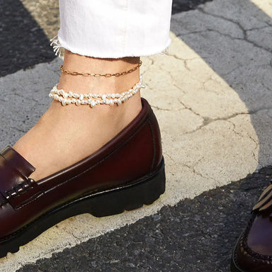 J&D Simple Stainless Steel Anklet Design 18K Gold Plated Paper Clip Chain Anklet for Women