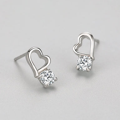 925 Silver Heart Stud Earrings - Kimiko