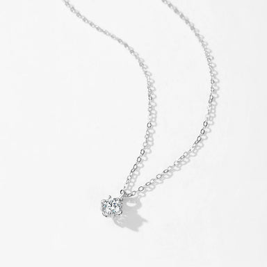 925 Sterling Silver Zircon Flower Pendant Necklace