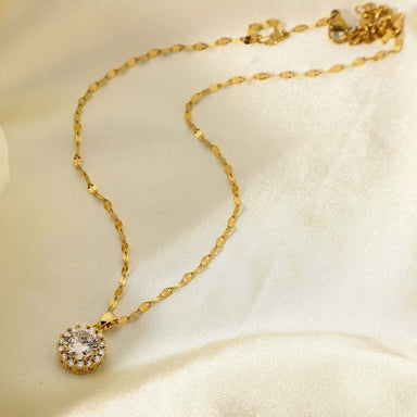 Circle Cubic Zircon Pendant Necklace