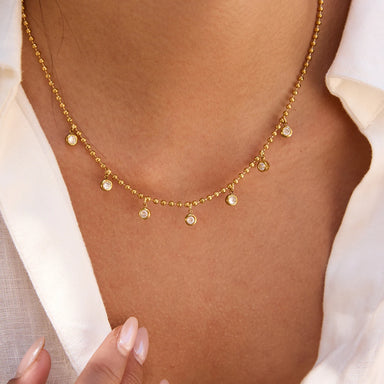 White Zircon Pendant Bead Necklace
