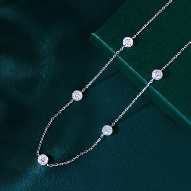 Good Quality 6mm Zircon Necklace 925 Sterling Silver Stacked Round Cute Chain Necklace Jewelry for Women Fine Jewelry