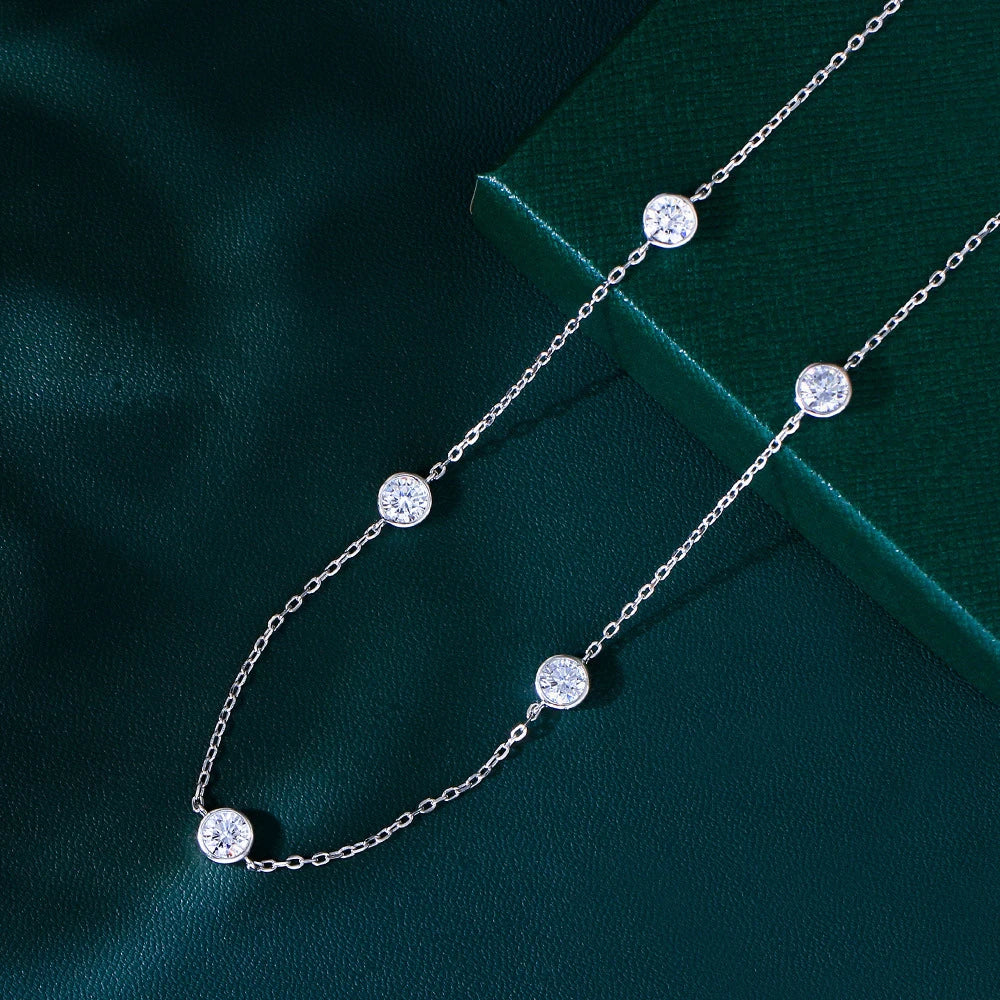 Good Quality 6mm Zircon Necklace 925 Sterling Silver Stacked Round Cute Chain Necklace Jewelry for Women Fine Jewelry