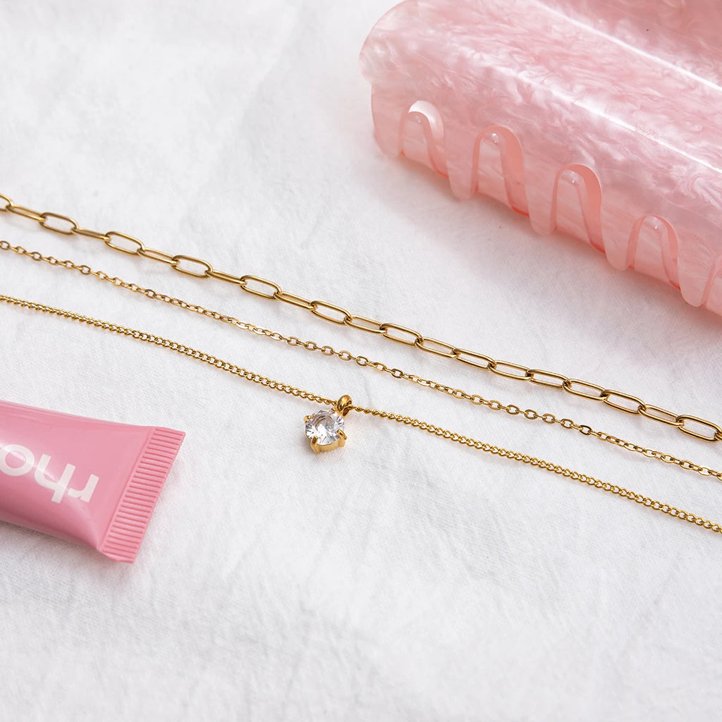 Paperclip Chain Three-Layer Necklace