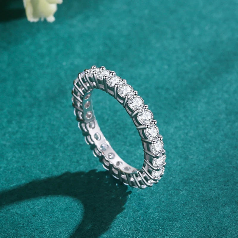 Ailmay 925 Sterling Silver Luxury Full Zircon Sparkling Stackable Setting Finger Ring for Women Wedding Engagement Fine Jewelry