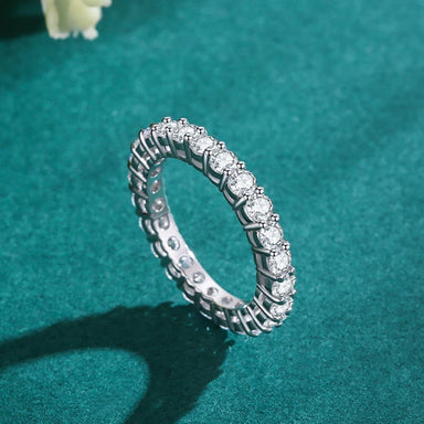 Ailmay 925 Sterling Silver Luxury Full Zircon Sparkling Stackable Setting Finger Ring for Women Wedding Engagement Fine Jewelry