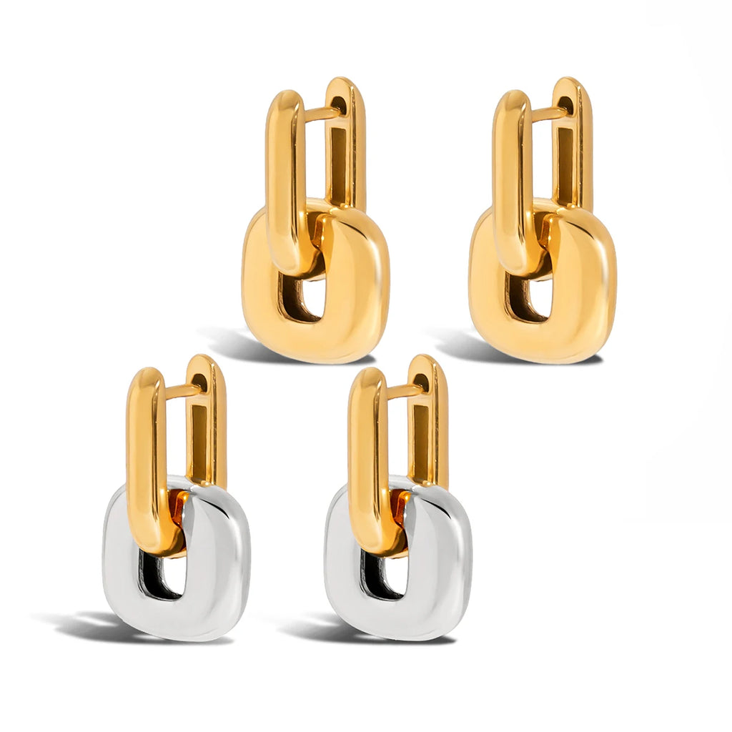 Two-Tone Oval Earrings Stackable