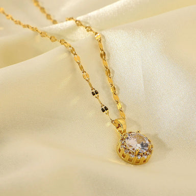Circle Cubic Zircon Pendant Necklace