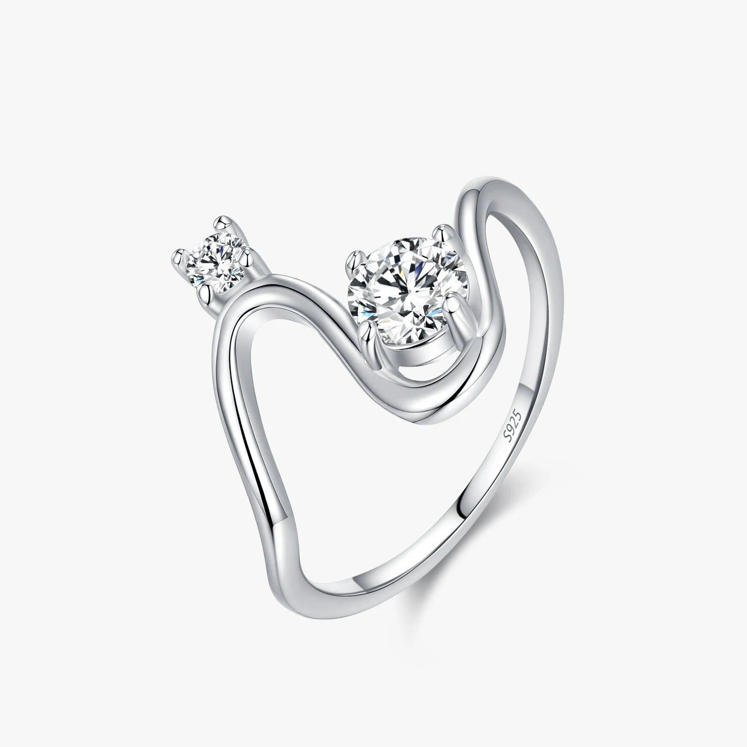 Ailmay 925 Sterling Silver Trendy Geometric Line Design Dazzling Clear CZ Finger Rings For Women Fine Jewelry Gifts