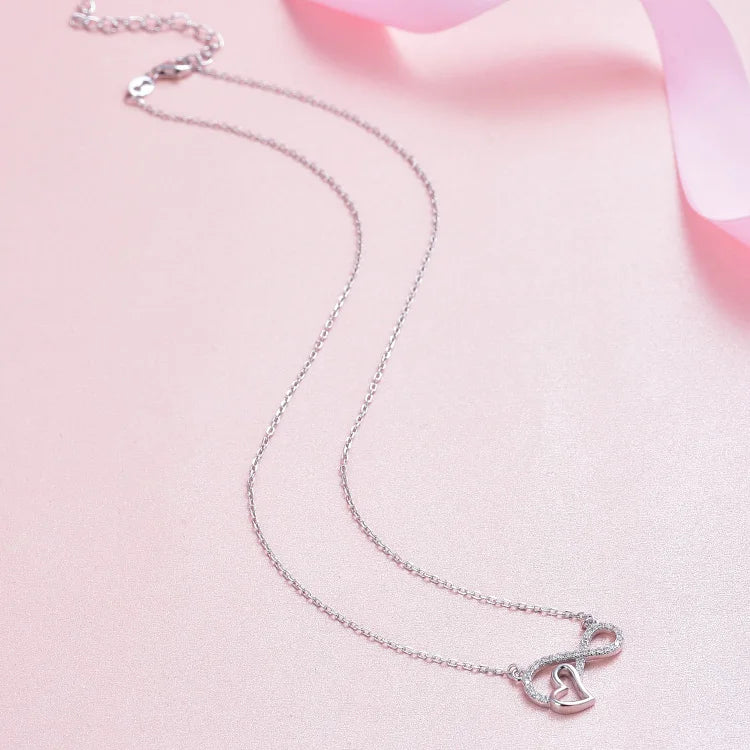 POLIVA Initial With Heart 925 Sterling Silver Zircon Fashion Necklace  for Women 18K Gold Plated Necklace