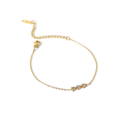 Dainty 18K Gold Plated Stainless Steel Fine Charm Mulit Cubic Zirconia Water Drop Pendant Bracelet for Women