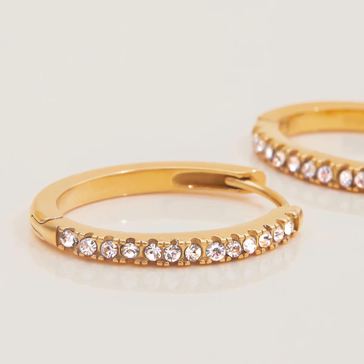 Half Stone Hoop Earring