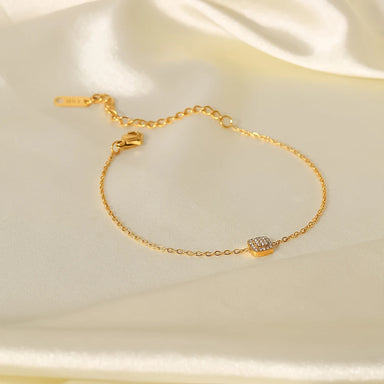 Thin Chain Charm18K Gold Plated Stainless Steel Square Pendant Cubic Zirconia Bracelet Women