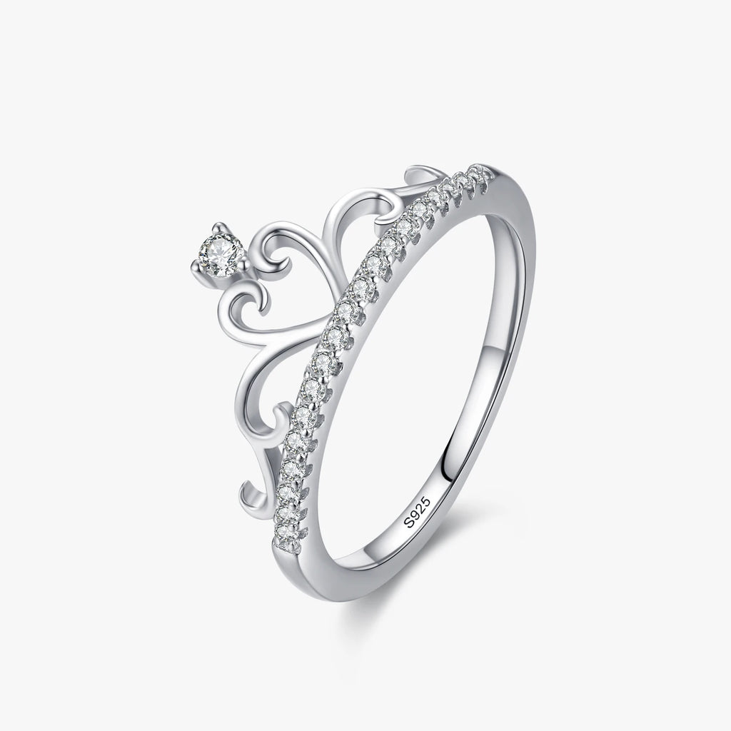 Ailmay New 100% 925 Sterling Silver Fashion Elegant Clear CZ Crown Finger Ring for Women Wedding Accessories Fine Jewelry Gift