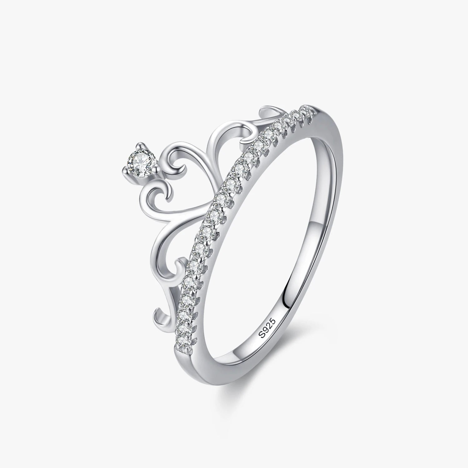 Ailmay New 100% 925 Sterling Silver Fashion Elegant Clear CZ Crown Finger Ring for Women Wedding Accessories Fine Jewelry Gift