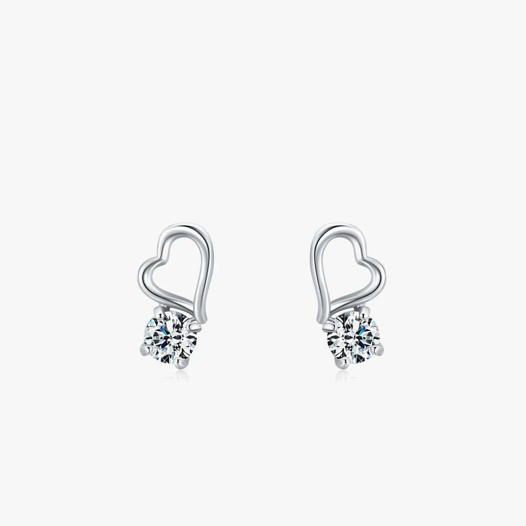 925 Silver Heart Stud Earrings - Kimiko