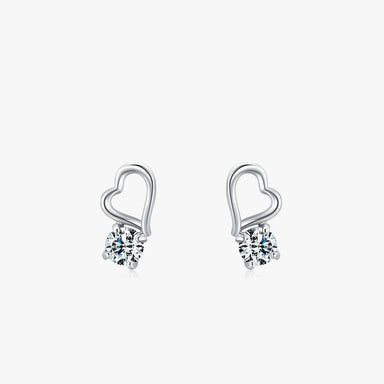 925 Silver Heart Stud Earrings - Kimiko