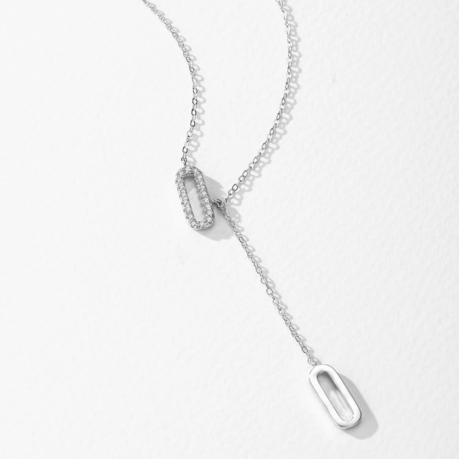 Paper Clip Shape Chain Y-Necklace