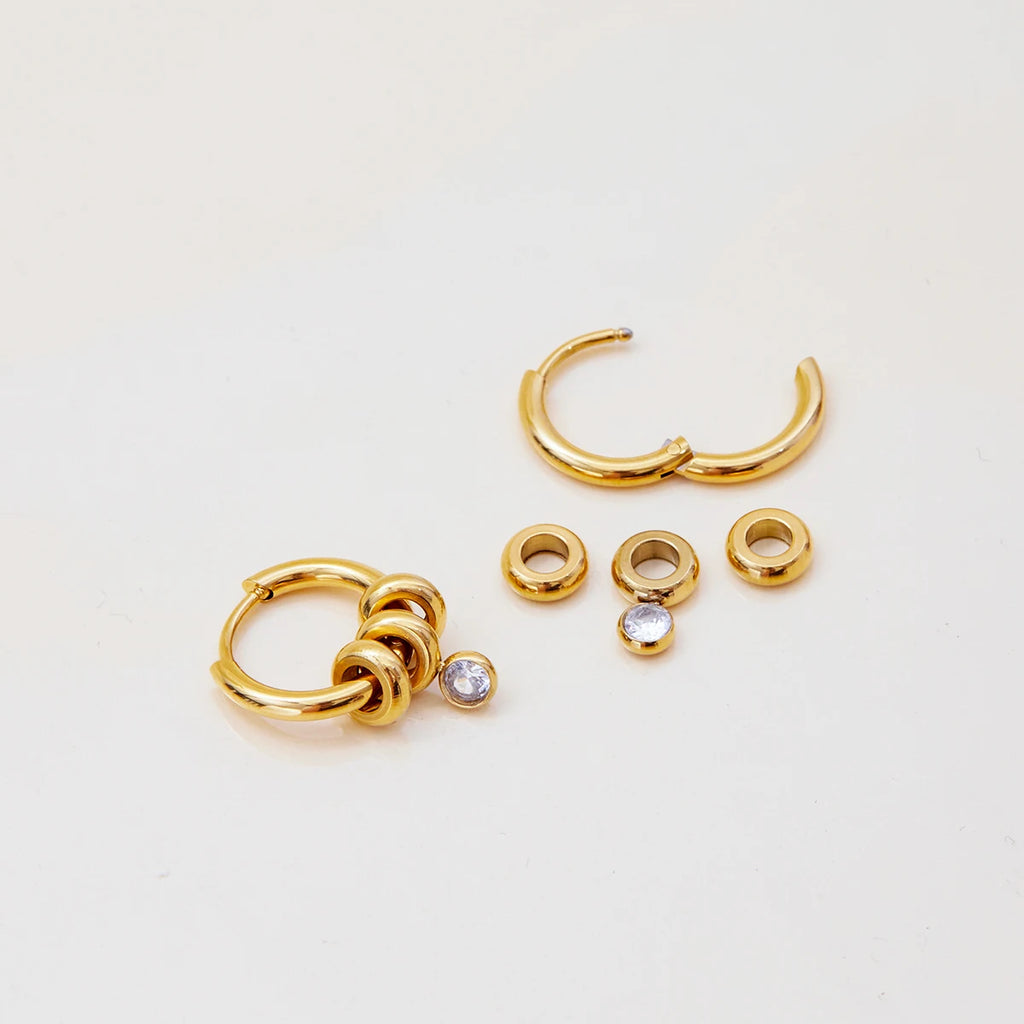 Zircon Pendant Hoop Earring