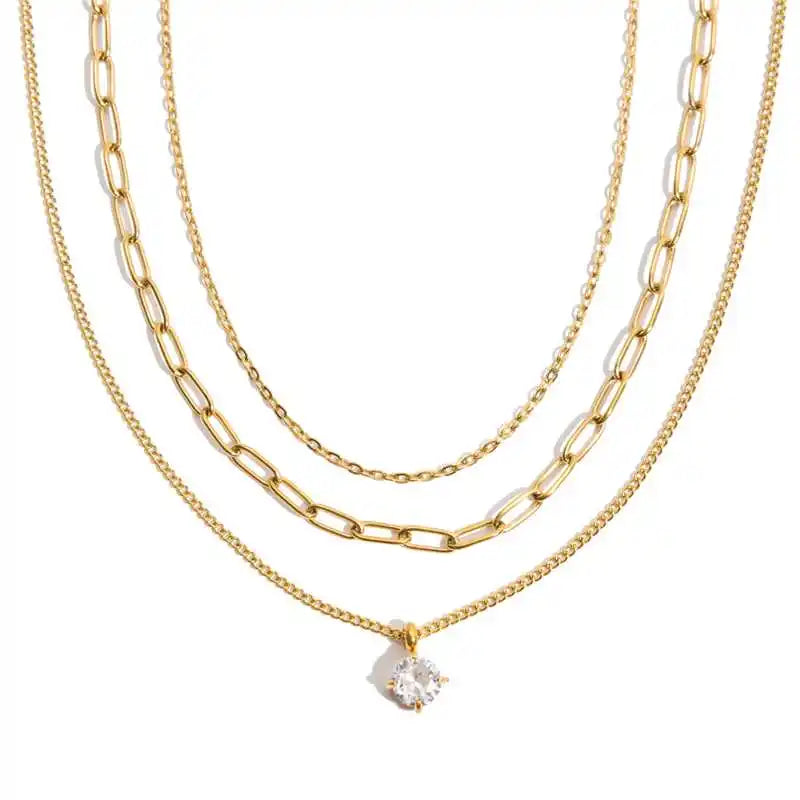 Paperclip Chain Three-Layer Necklace