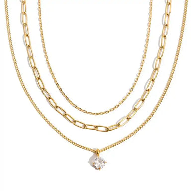 Paperclip Chain Three-Layer Necklace