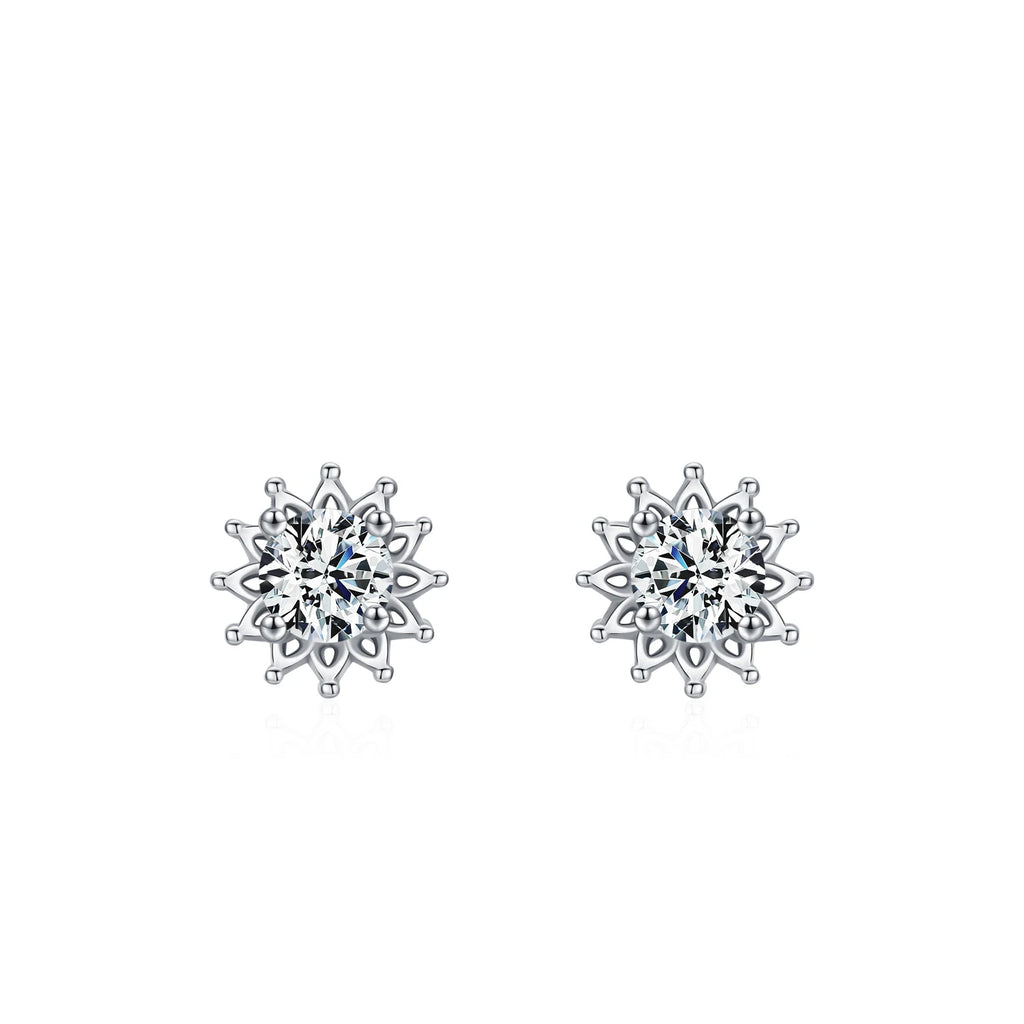 925 Sterling Silver Sparkling Sunflower Zircon Earring - Kimiko