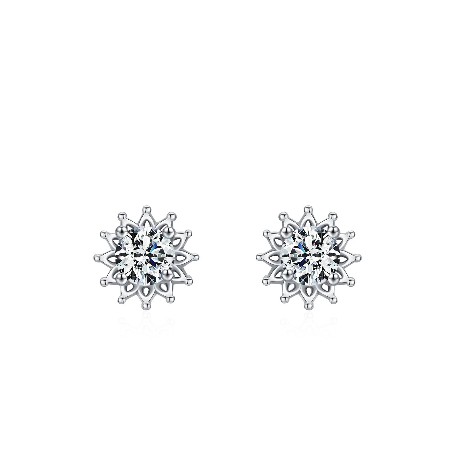 925 Sterling Silver Sparkling Sunflower Zircon Earring