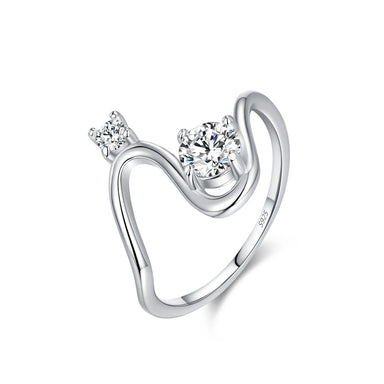 Ailmay 925 Sterling Silver Trendy Geometric Line Design Dazzling Clear CZ Finger Rings For Women Fine Jewelry Gifts