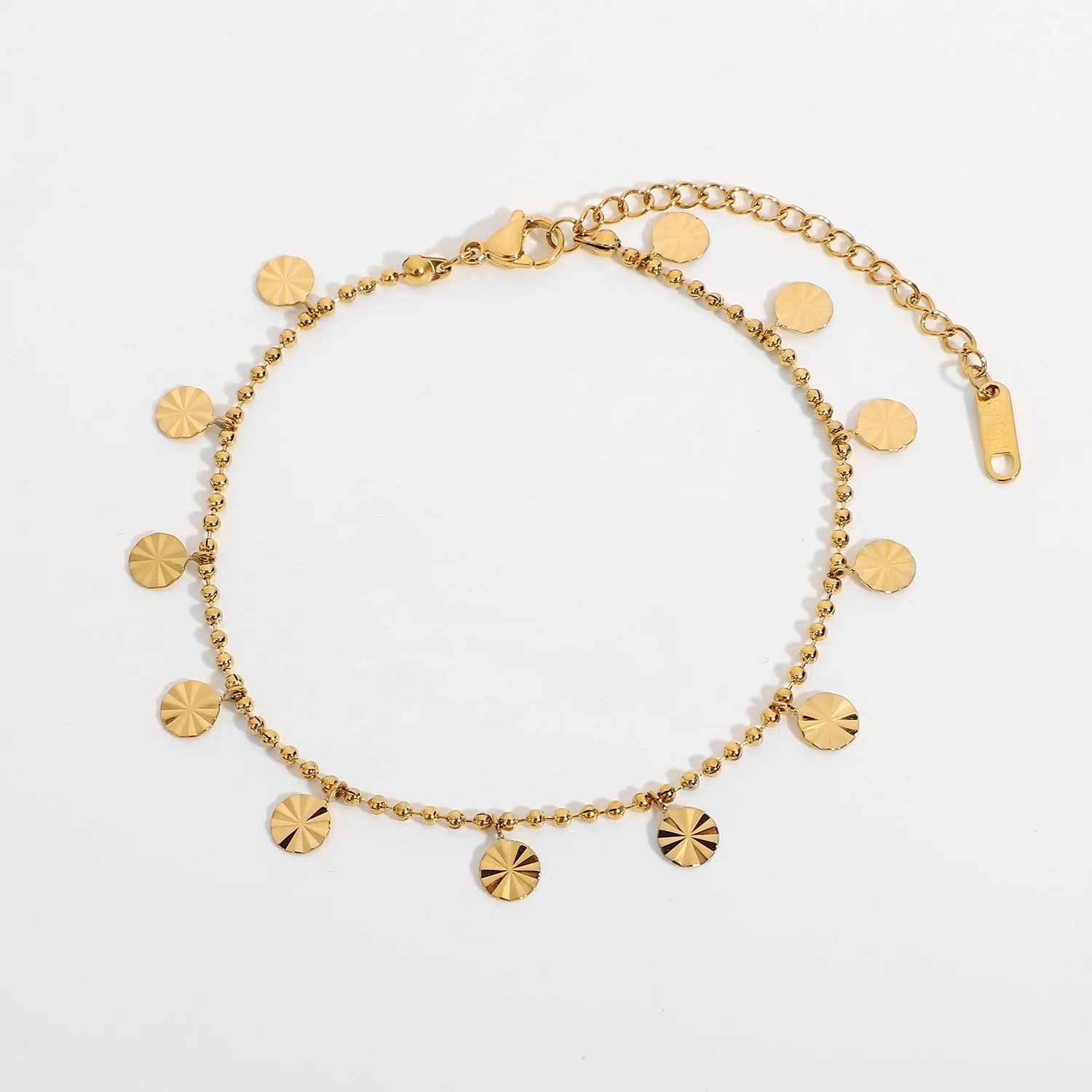 J&D Exquisite Women Jewelry Stainless Steel Gold Plated Anklet Petal Flakes Pendant Ball Bead Anklets