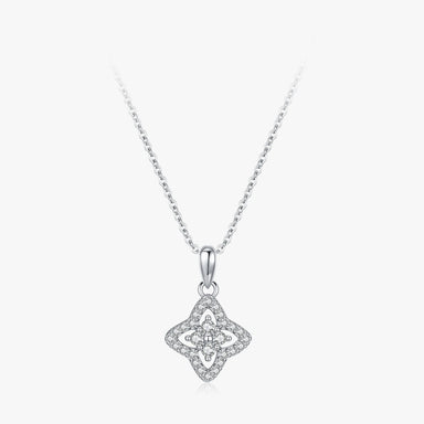 925 Sterling Silver Four-leaf Clover Shining Full-Zircon Lucky Pendant