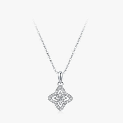 925 Sterling Silver Four-leaf Clover Shining Full-Zircon Lucky Pendant