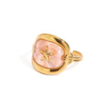 Pink Crushed Shell Square Starfish Open Rings