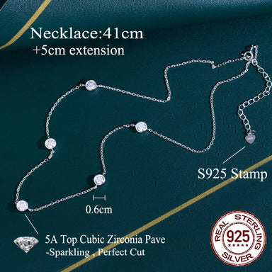 Good Quality 6mm Zircon Necklace 925 Sterling Silver Stacked Round Cute Chain Necklace Jewelry for Women Fine Jewelry
